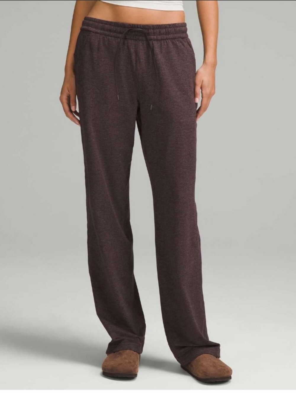 EUC Lululemon Soft Jersey Straight Leg Pant Size 10 - Heathered Espresso -HEMMED